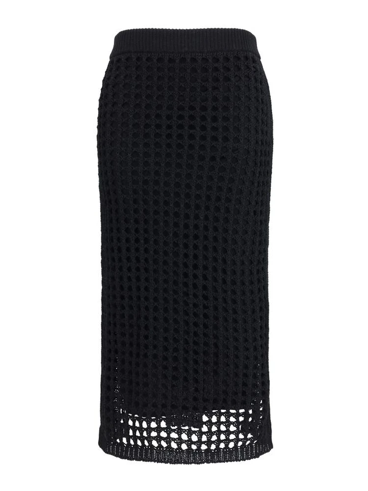 Black Cotton Midi Skirt