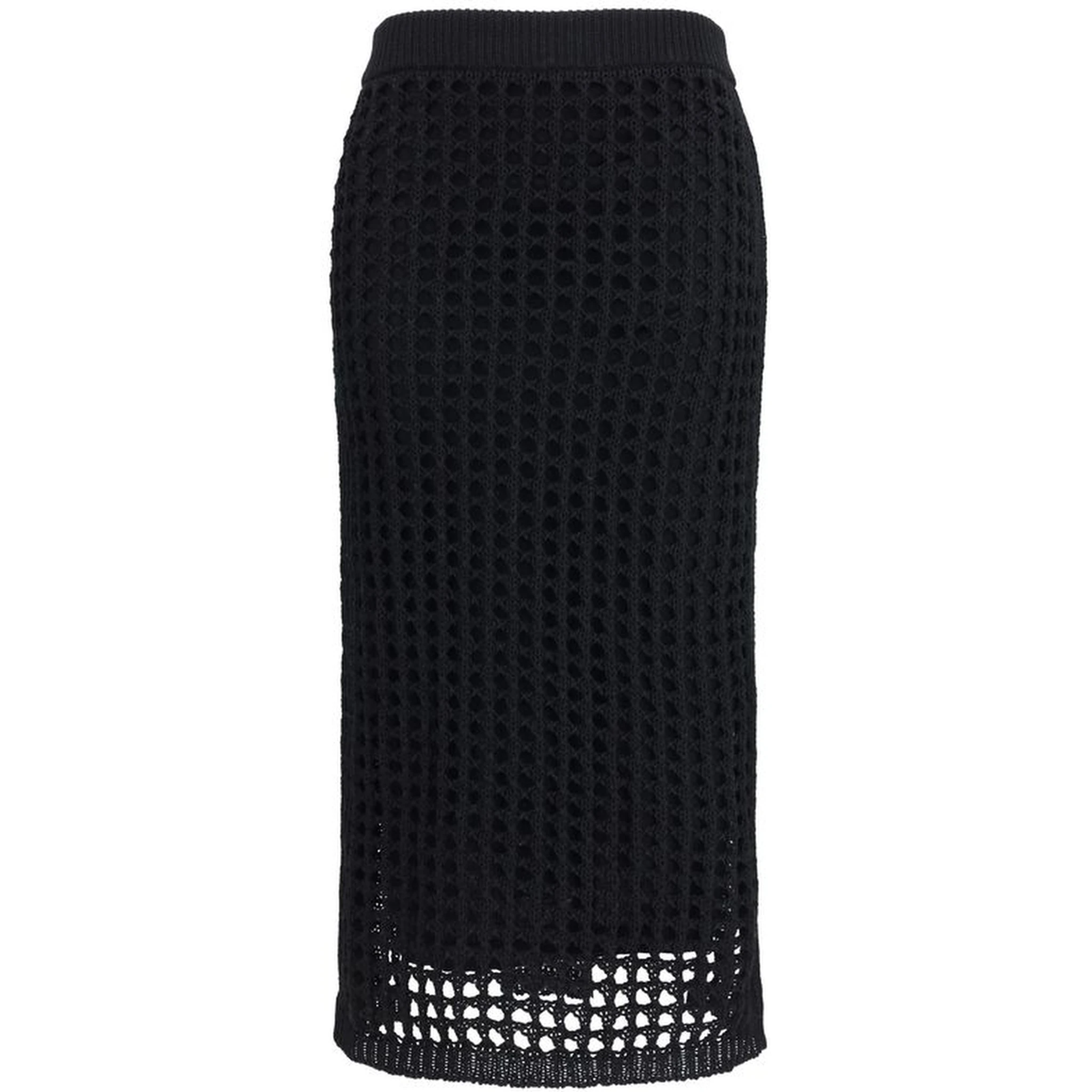 Black Cotton Midi Skirt