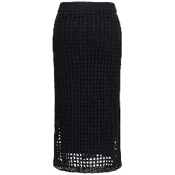 Black Cotton Midi Skirt