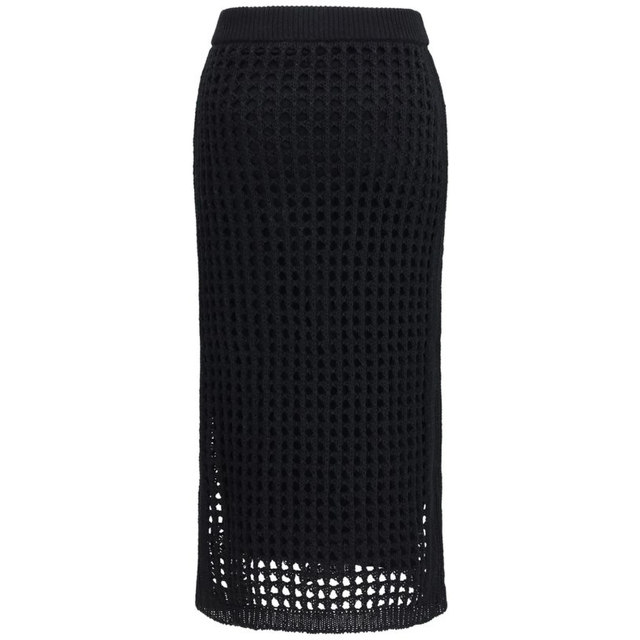 Black Cotton Midi Skirt