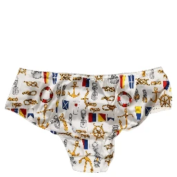 White Sailor Print Polyester Bottoms Underwear