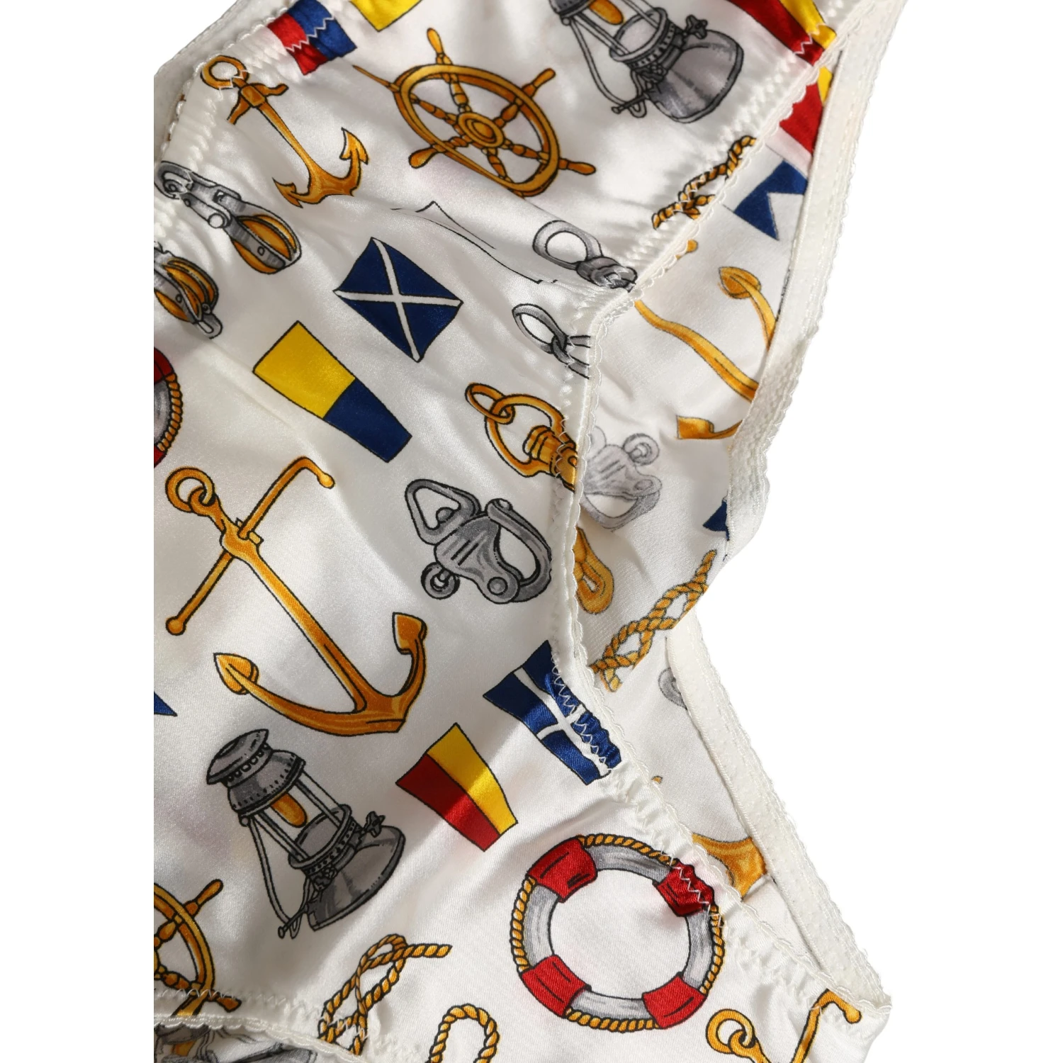 White Sailor Print Polyester Bottoms Underwear