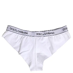 White Cotton Logo Waistband Brief Panty Underwear
