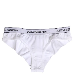 White Cotton Logo Waistband Brief Panty Underwear