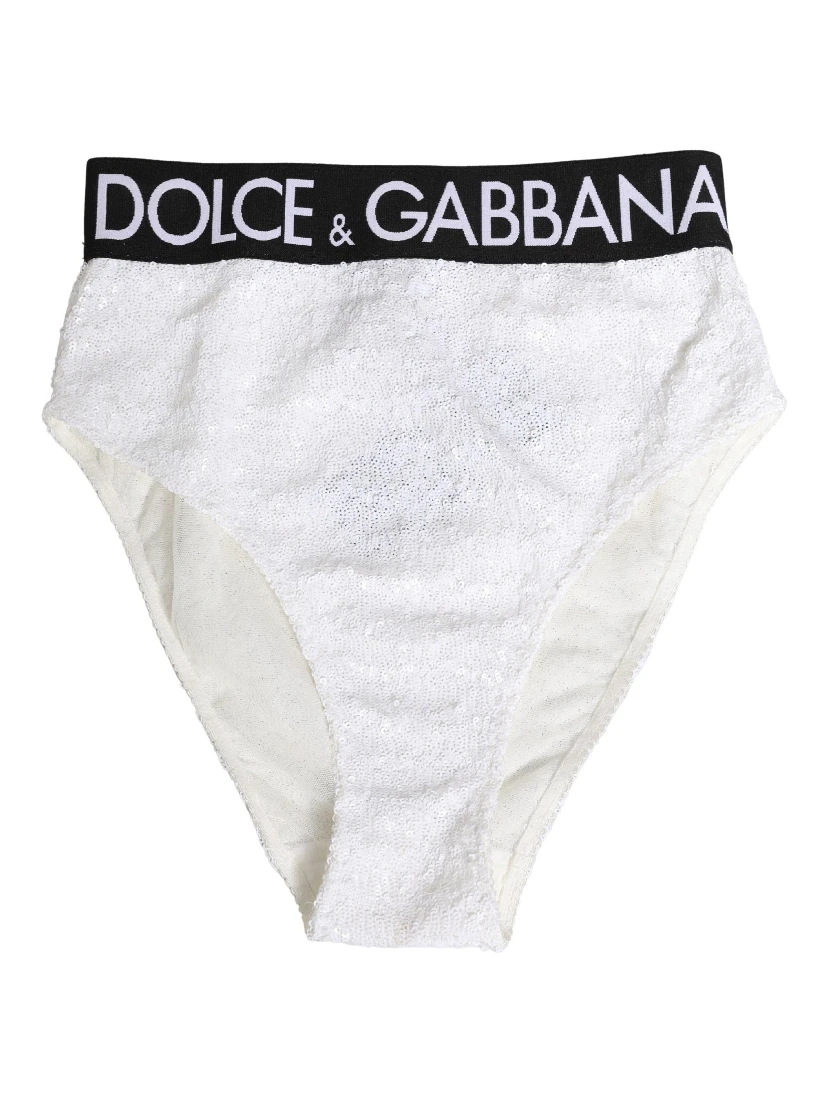 White Black Sequin High Waist Panty Underwear