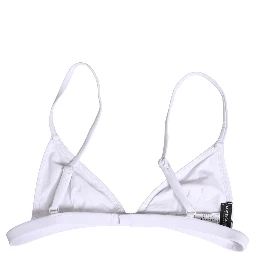White Nylon Triangle Beachwear Bikini Top Swimwear