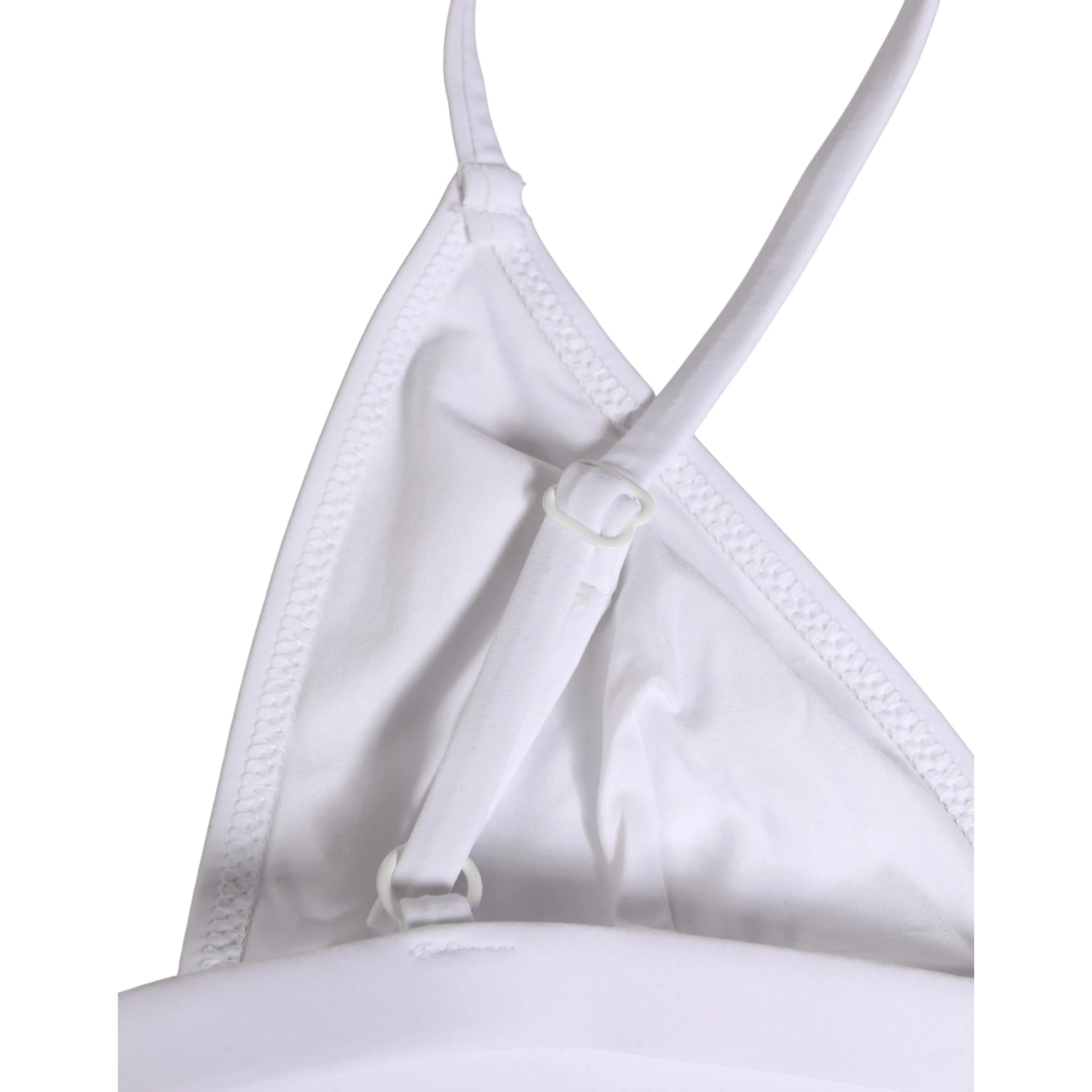 White Nylon Triangle Beachwear Bikini Top Swimwear