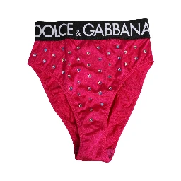 Pink Crystal High Waist Brief Panty Underwear