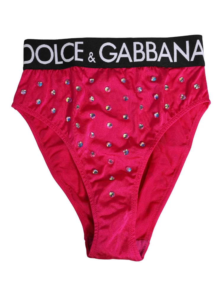 Pink Crystal High Waist Brief Panty Underwear
