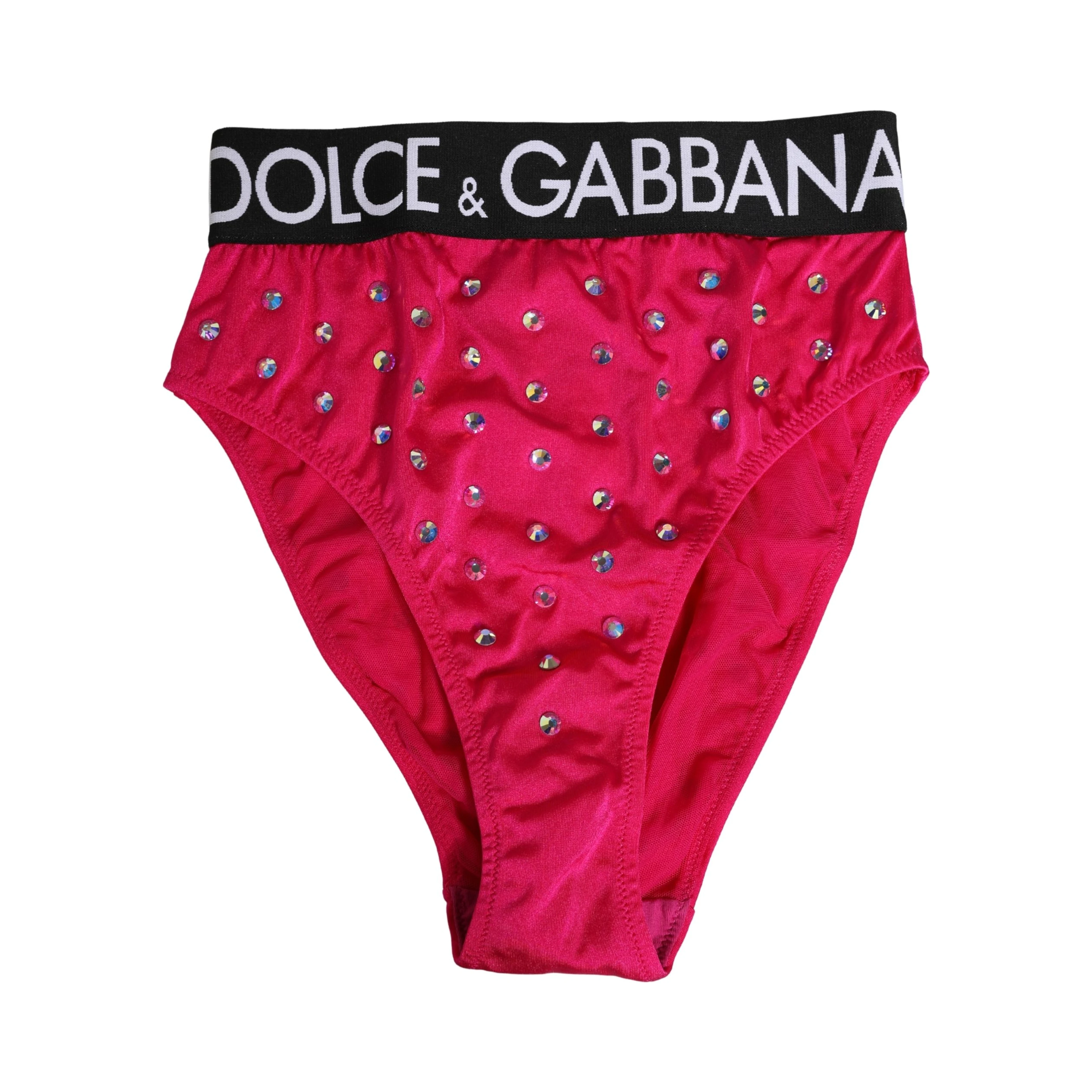 Pink Crystal High Waist Brief Panty Underwear