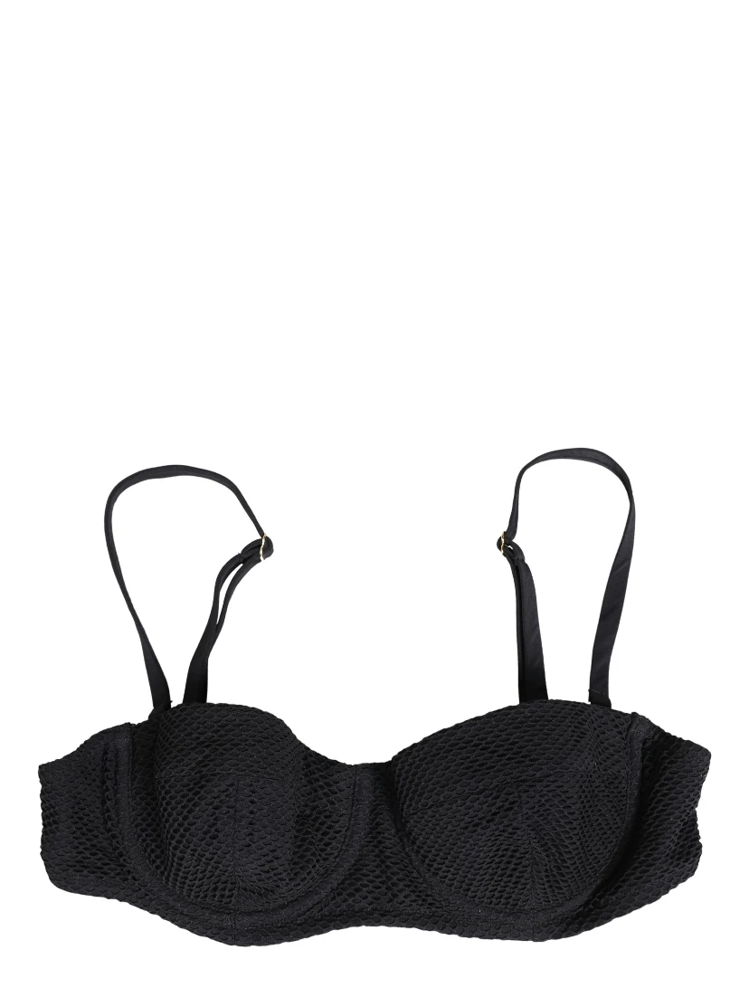 Black Nylon Padded Balconnet Brassiere Underwear