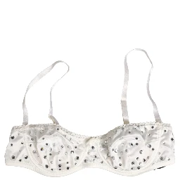 White Rhinestone Semi-Pad Underwire Bra Underwear