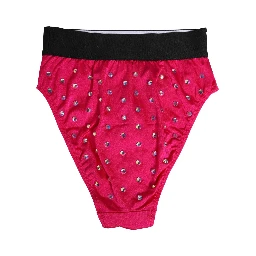 Pink Crystal High Waist Brief Panty Underwear