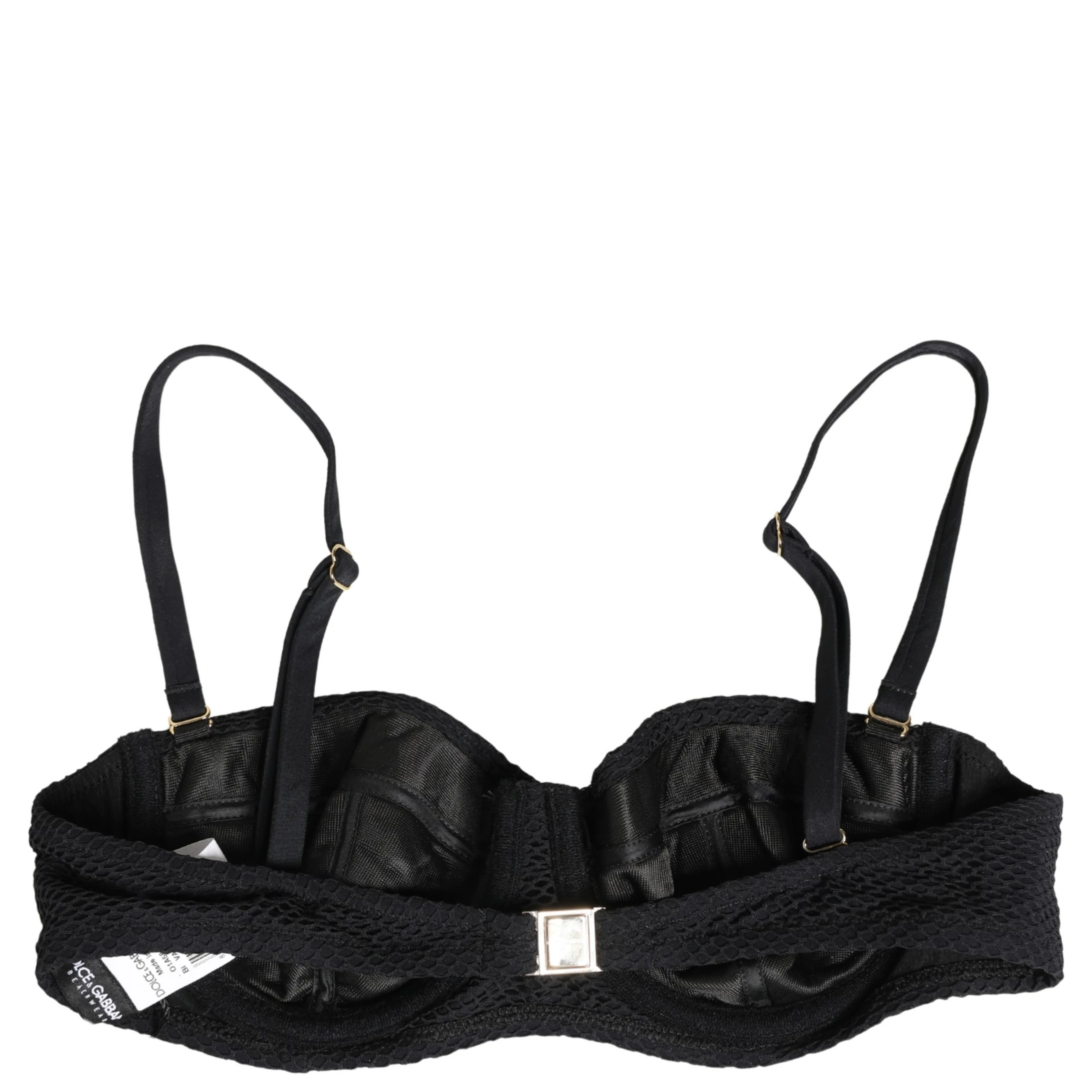 Black Nylon Padded Balconnet Brassiere Underwear
