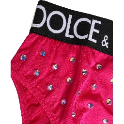 Pink Crystal High Waist Brief Panty Underwear