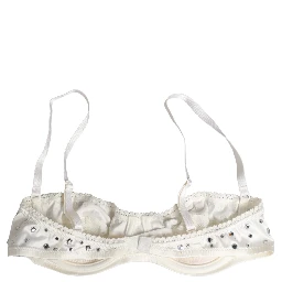 White Rhinestone Semi-Pad Underwire Bra Underwear