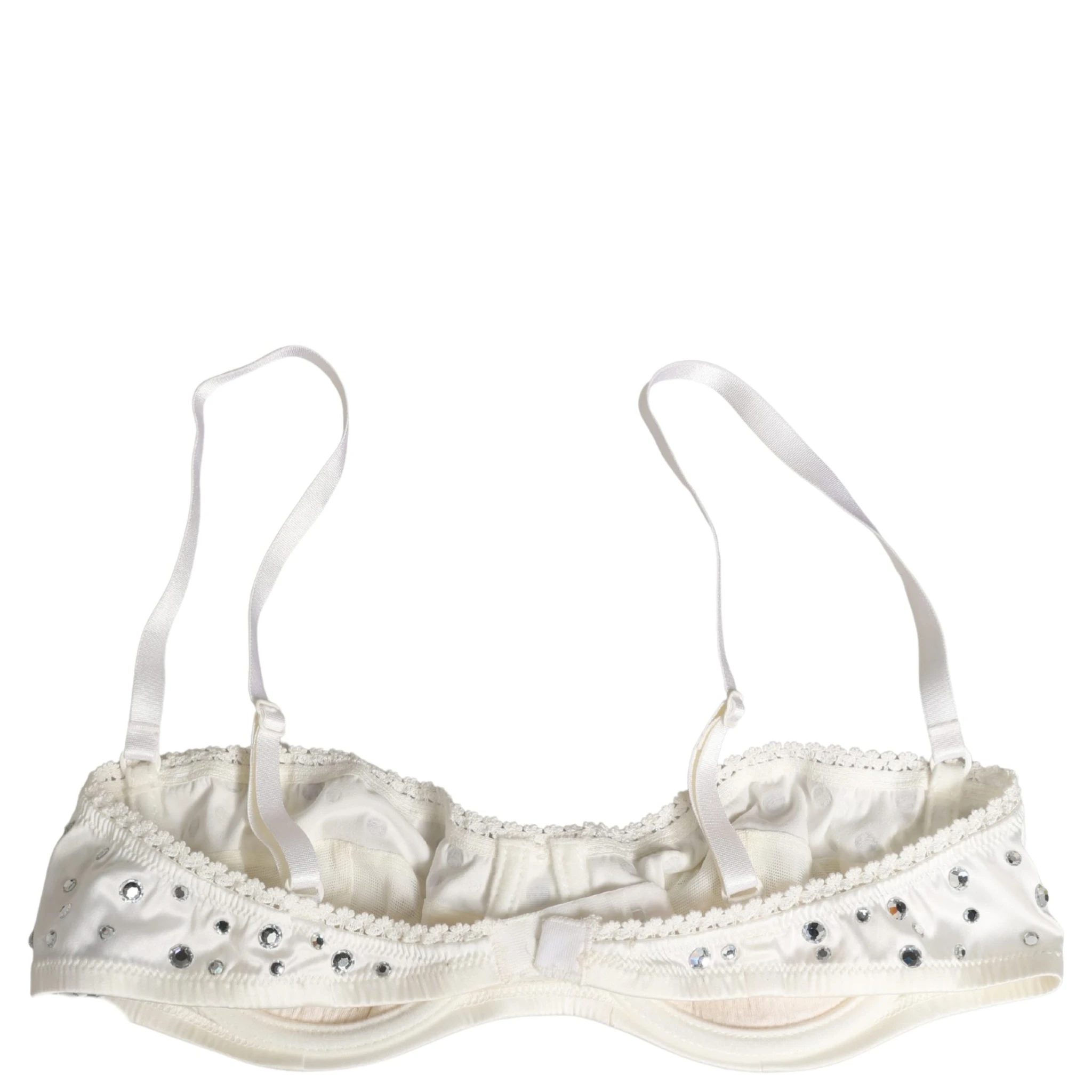 White Rhinestone Semi-Pad Underwire Bra Underwear