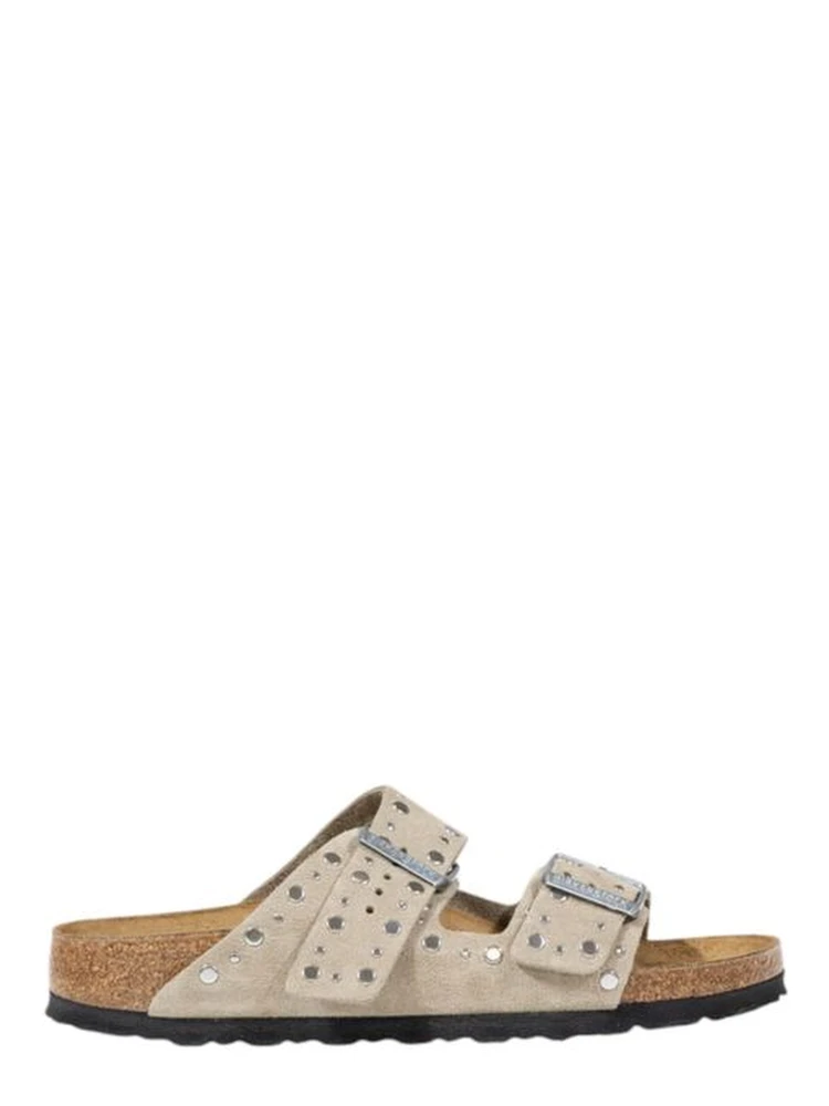 Gray Leather Sandals