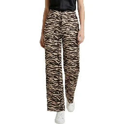 Brown Viscose Casual Pants