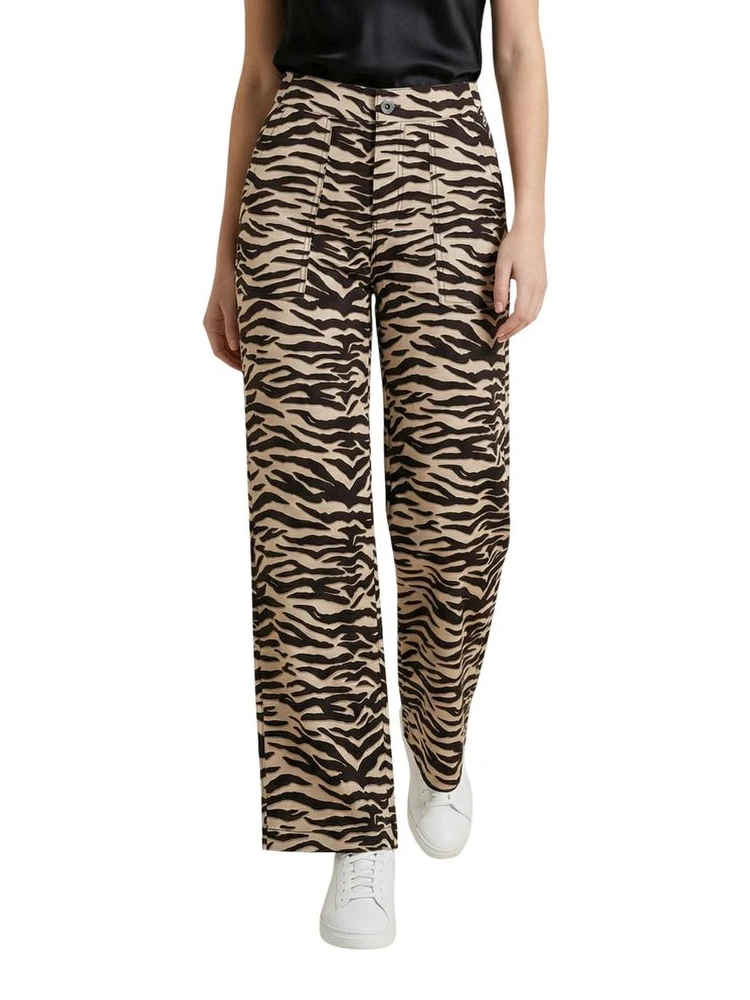 Brown Viscose Casual Pants