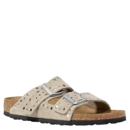 Gray Leather Sandals