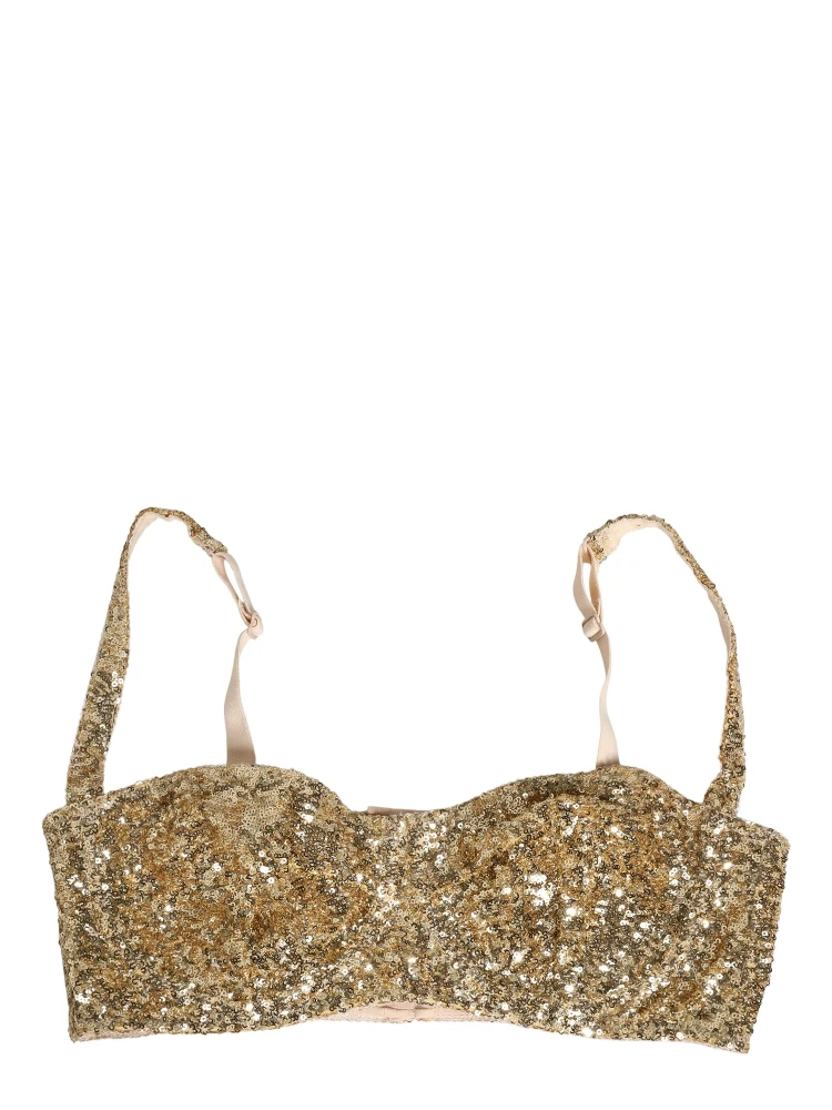 Gold Sequined Semi-Pad Underwire Bra Underwear
