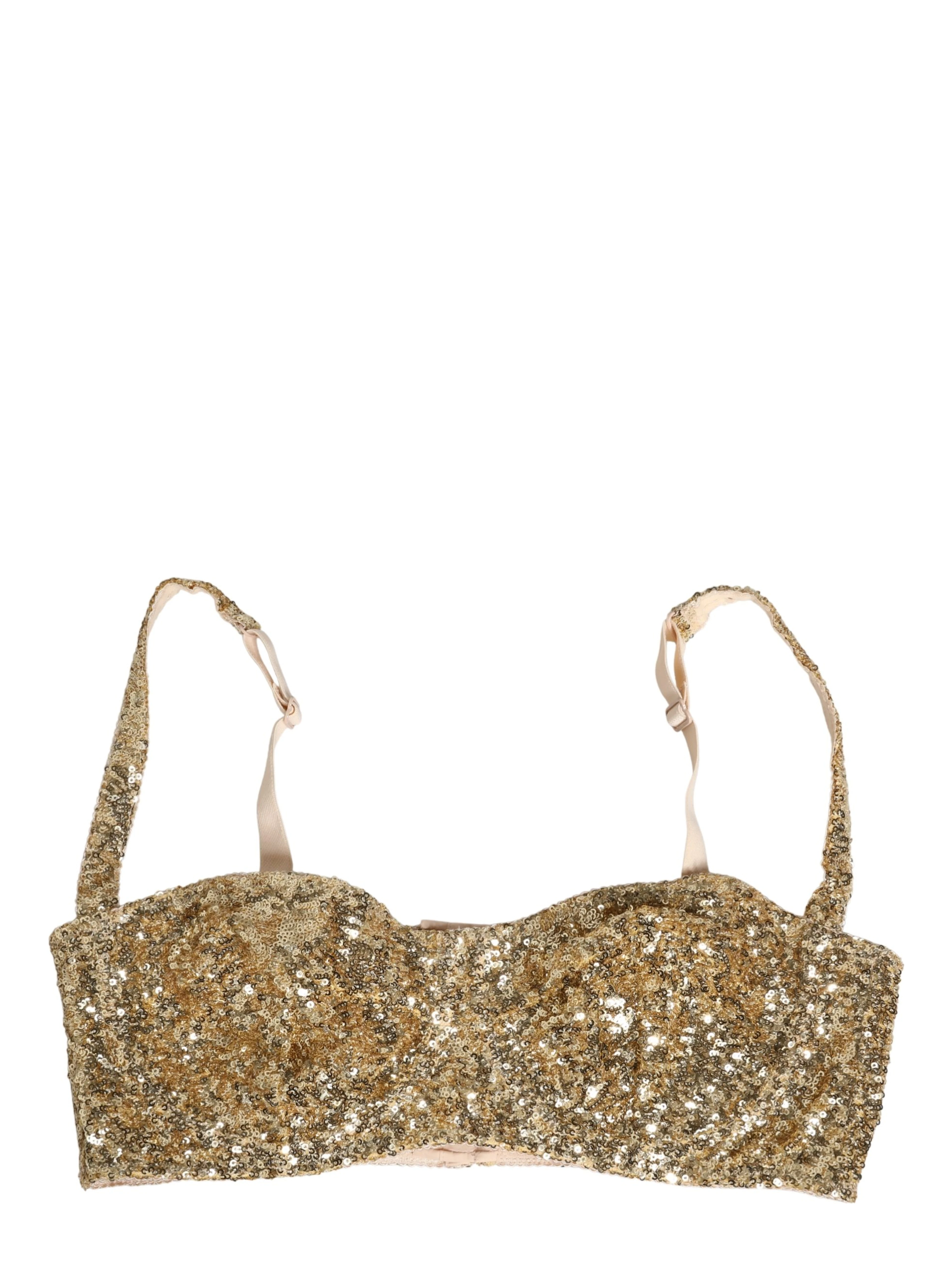 Gold Sequined Semi-Pad Underwire Bra Underwear