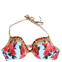 Multicolor Floral Print Halter Bikini Top Swimwear
