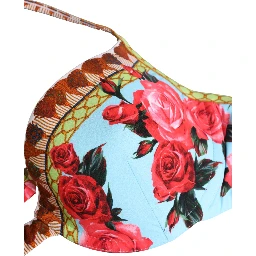 Multicolor Floral Print Halter Bikini Top Swimwear