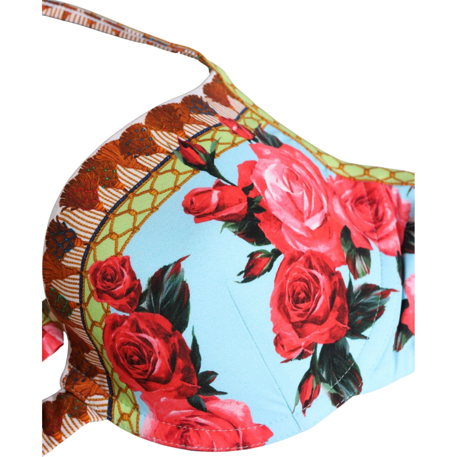 Multicolor Floral Print Halter Bikini Top Swimwear