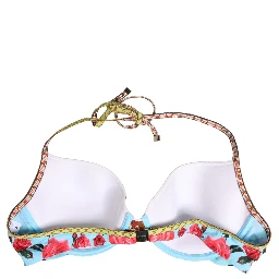 Multicolor Floral Print Halter Bikini Top Swimwear