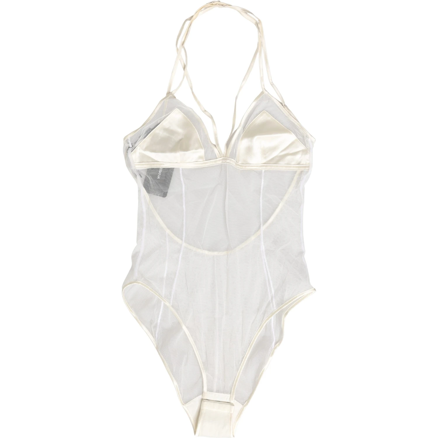 White Sheer Nylon Bodysuit Halterneck Underwear
