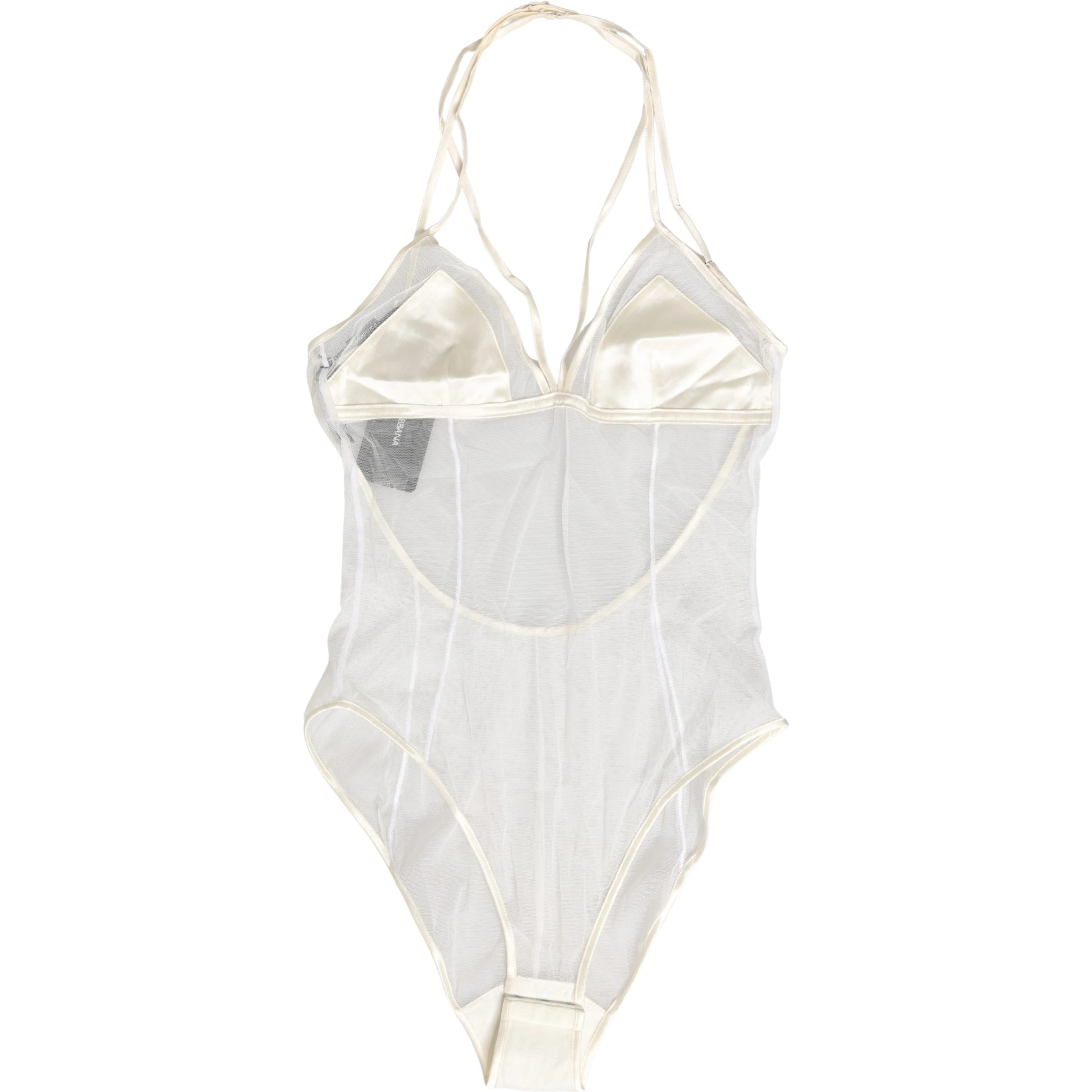 White Sheer Nylon Bodysuit Halterneck Underwear