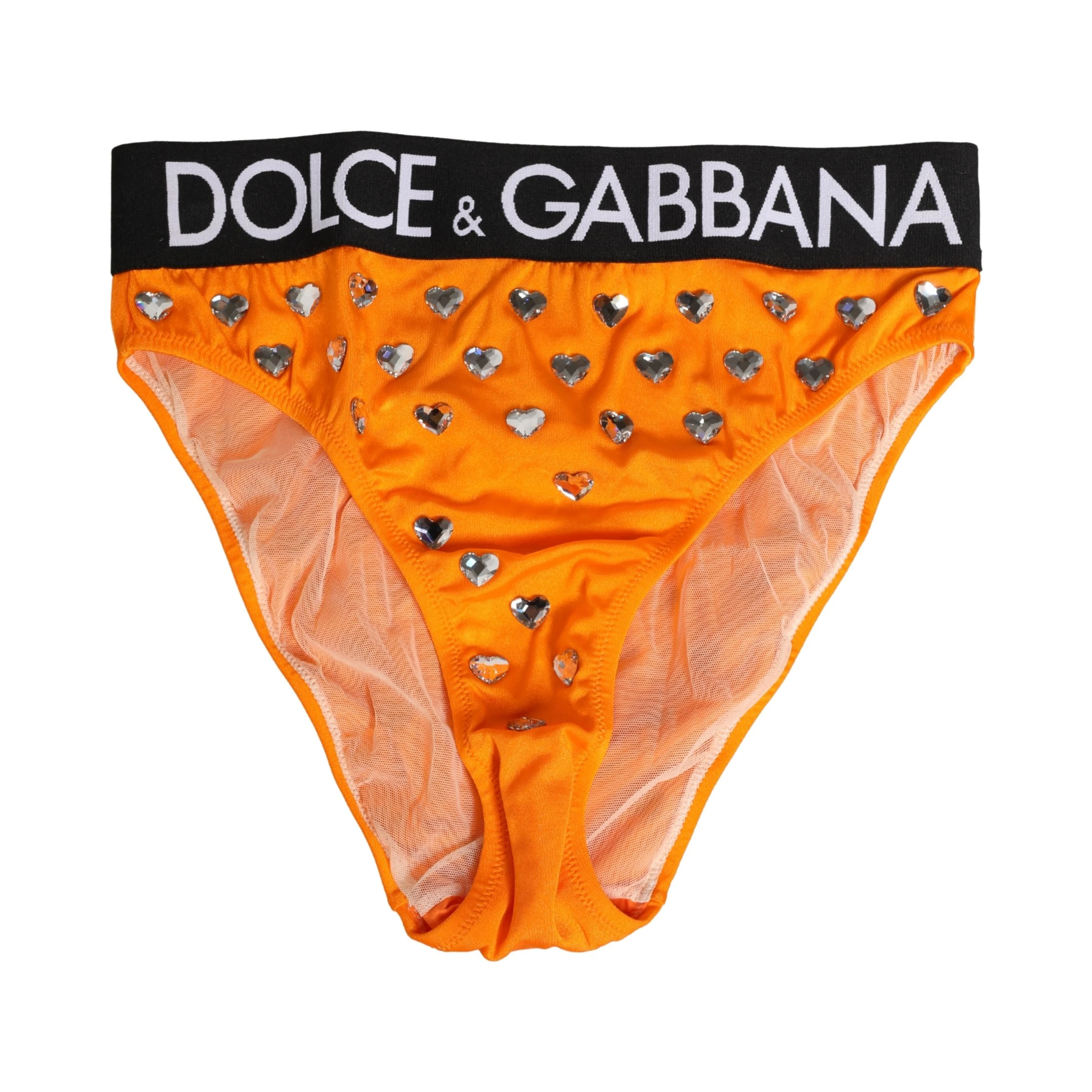 Orange Crystal High Waist Brief Panty Underwear