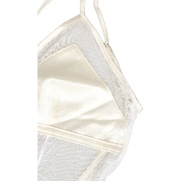White Sheer Nylon Bodysuit Halterneck Underwear