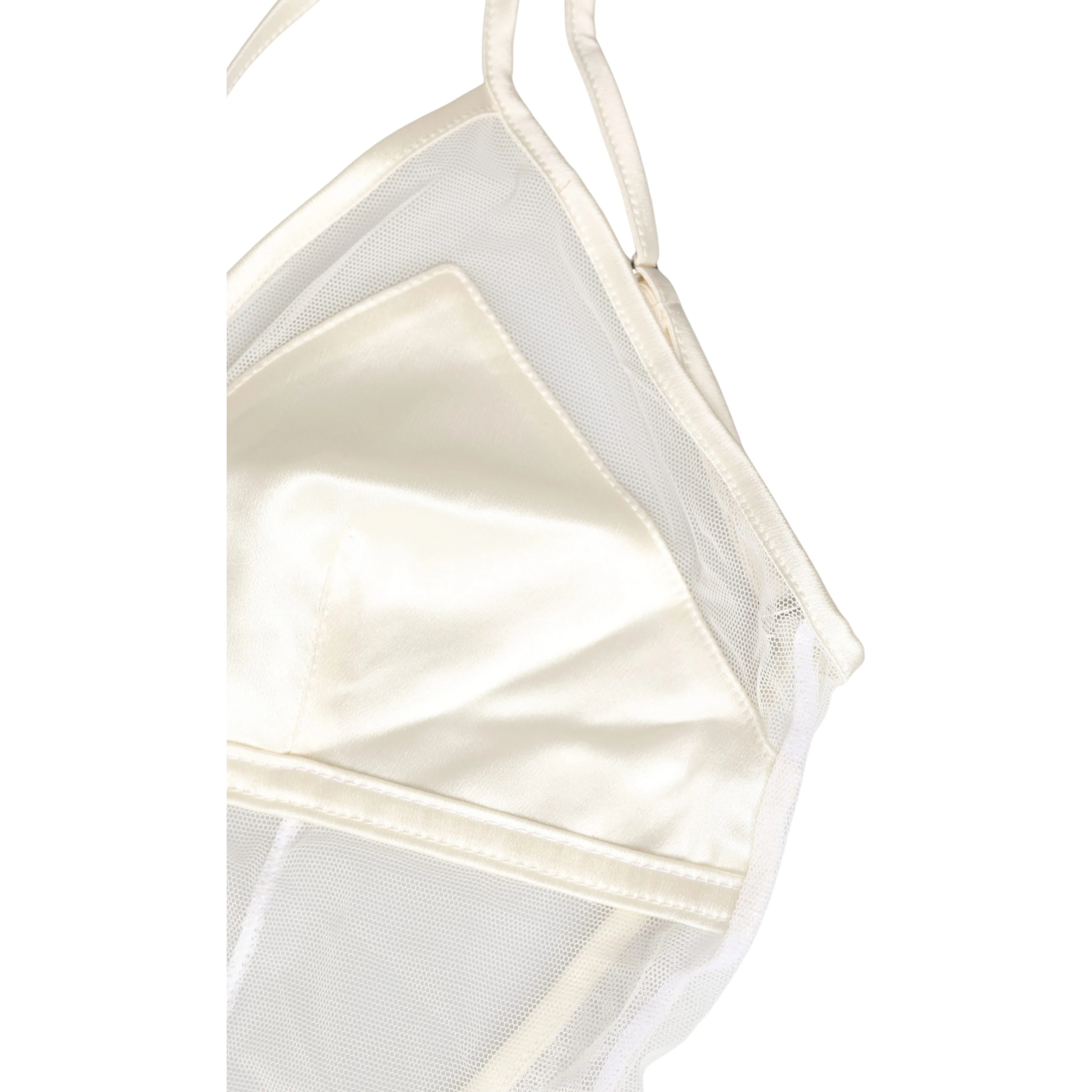 White Sheer Nylon Bodysuit Halterneck Underwear