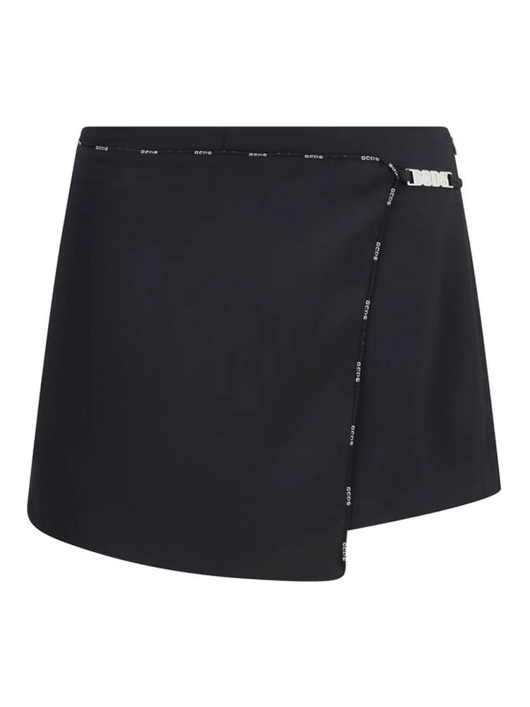 Black Polyester Short And Mini Shorts