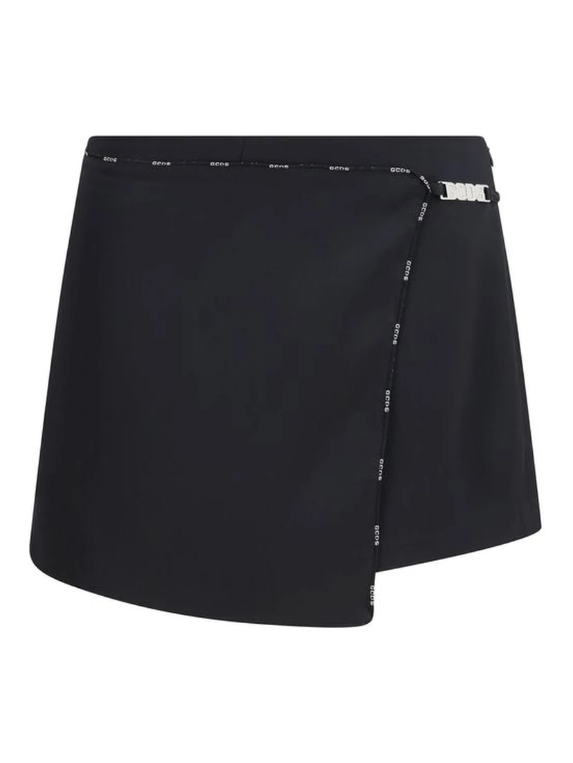 Black Polyester Short And Mini Shorts