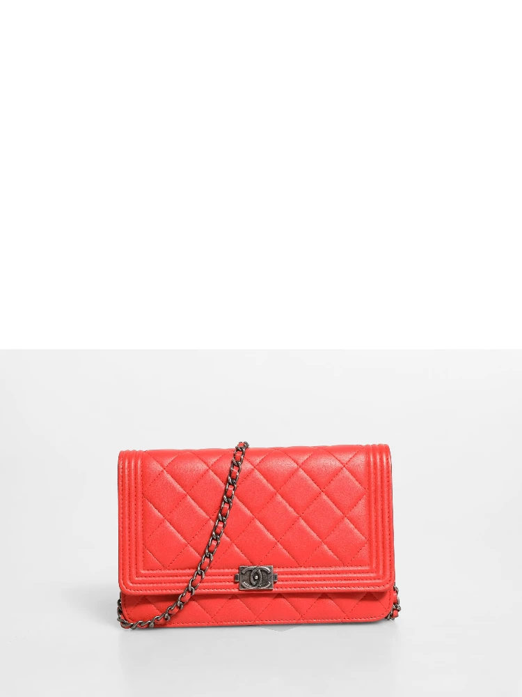 Chanel Boy Wallet on Chain Red Lambskin