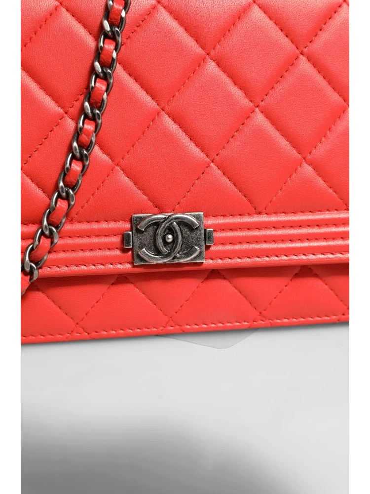 Chanel Boy Wallet on Chain Red Lambskin alternative