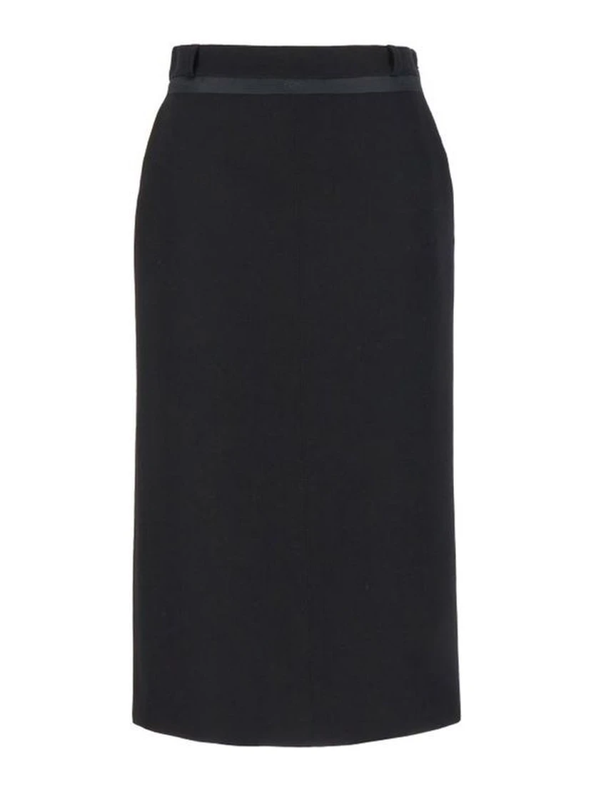 Black Virgin Wool Long Skirt