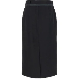 Black Virgin Wool Long Skirt