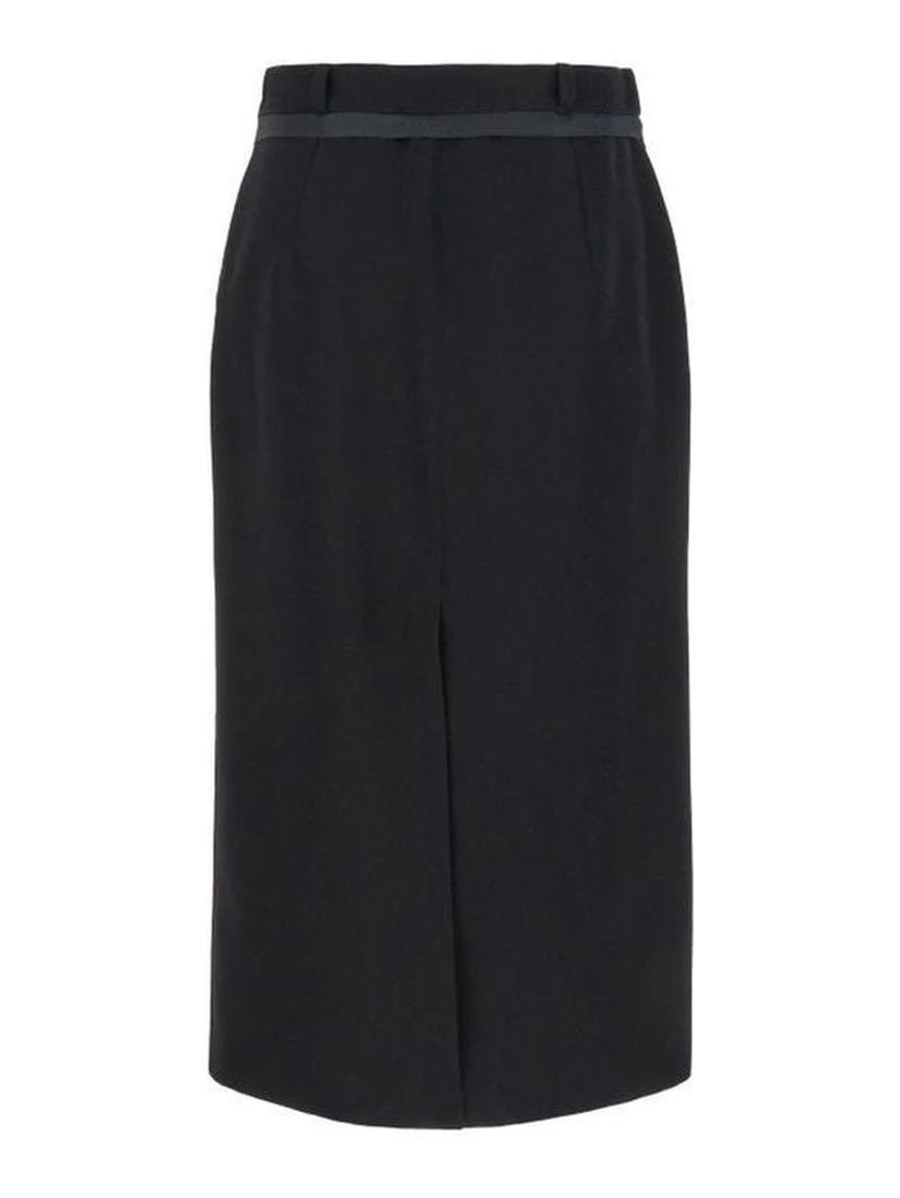 Black Virgin Wool Long Skirt