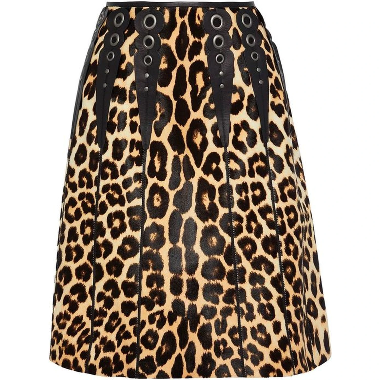 Brown Leather Midi Skirt