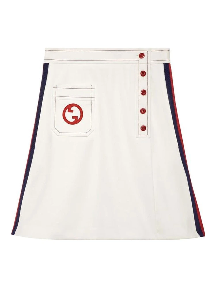 White Polyester Mini Skirt