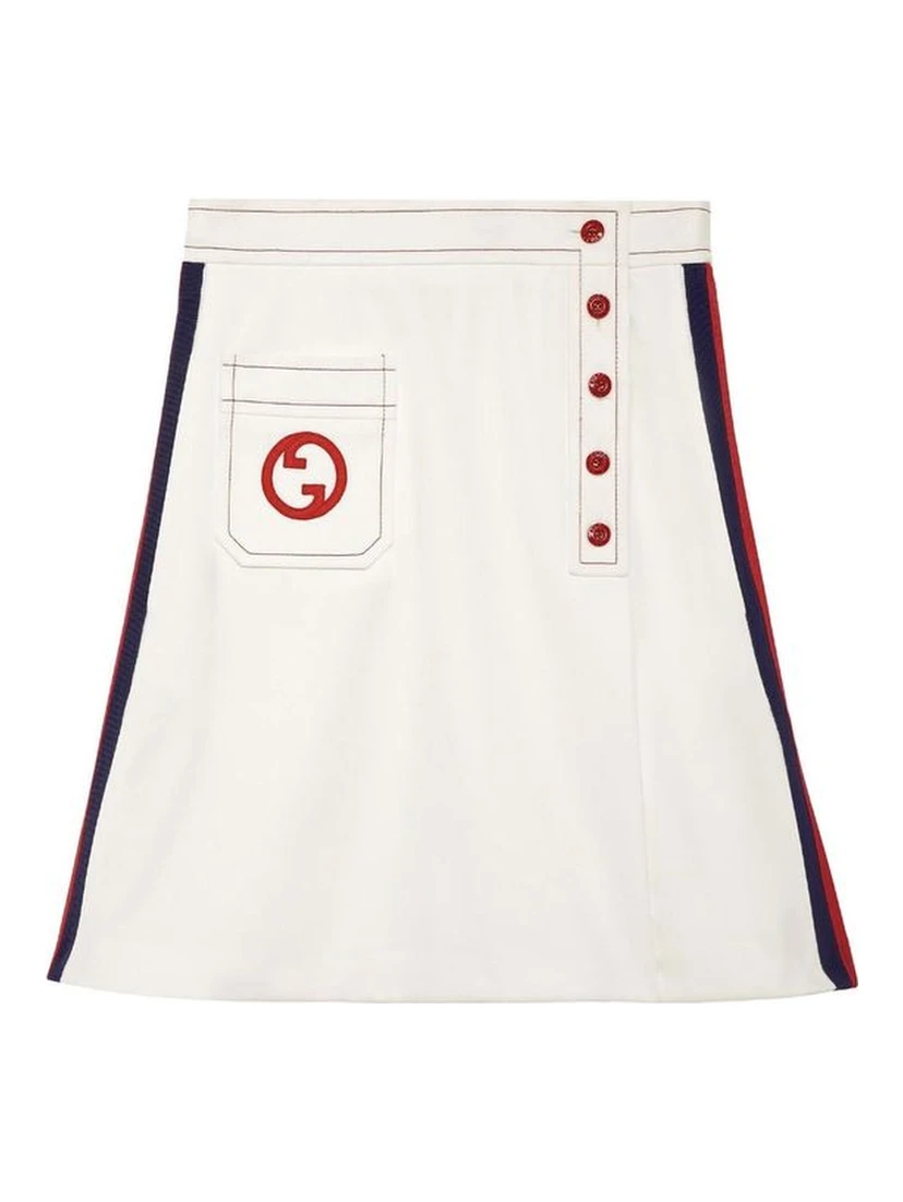 White Polyester Mini Skirt