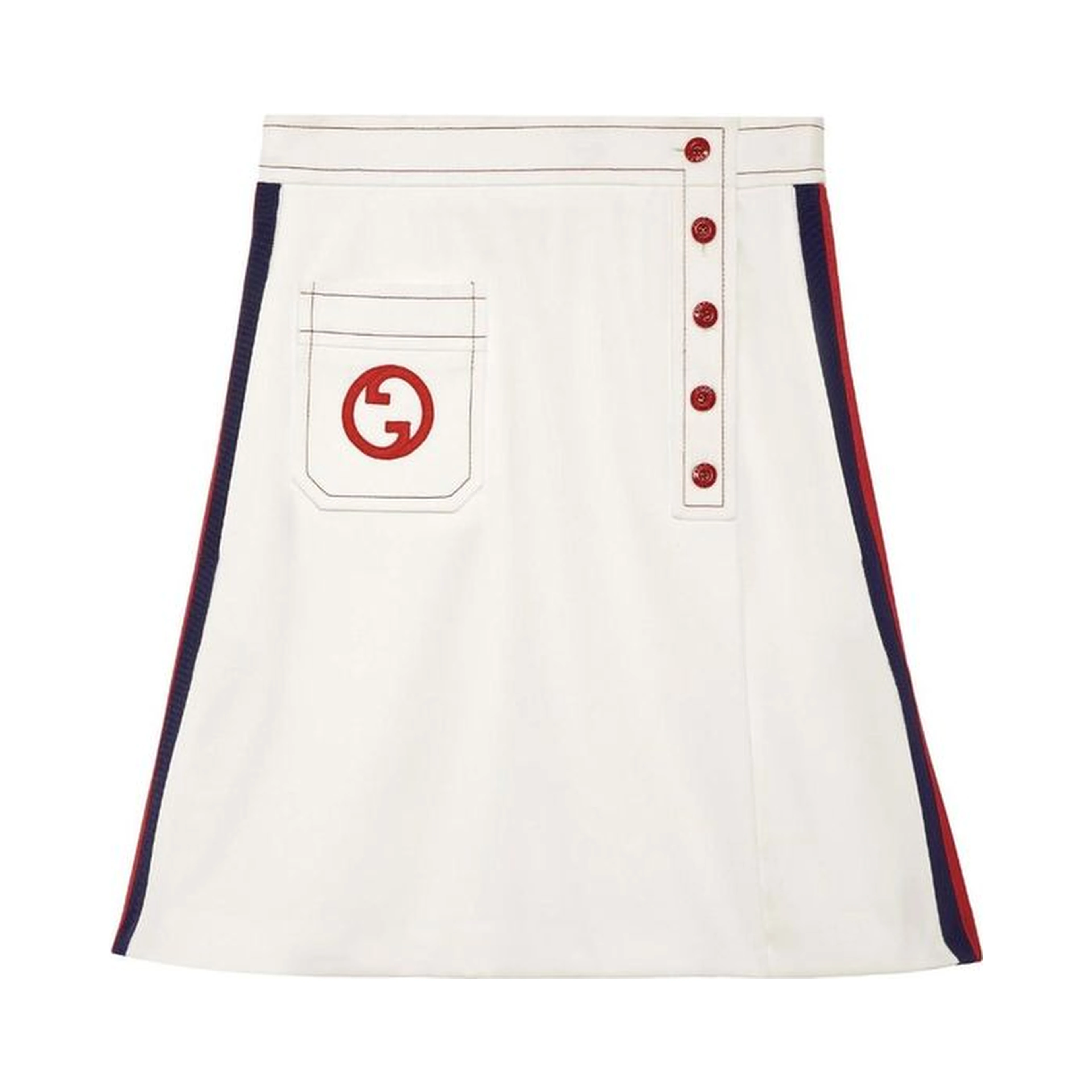 White Polyester Mini Skirt