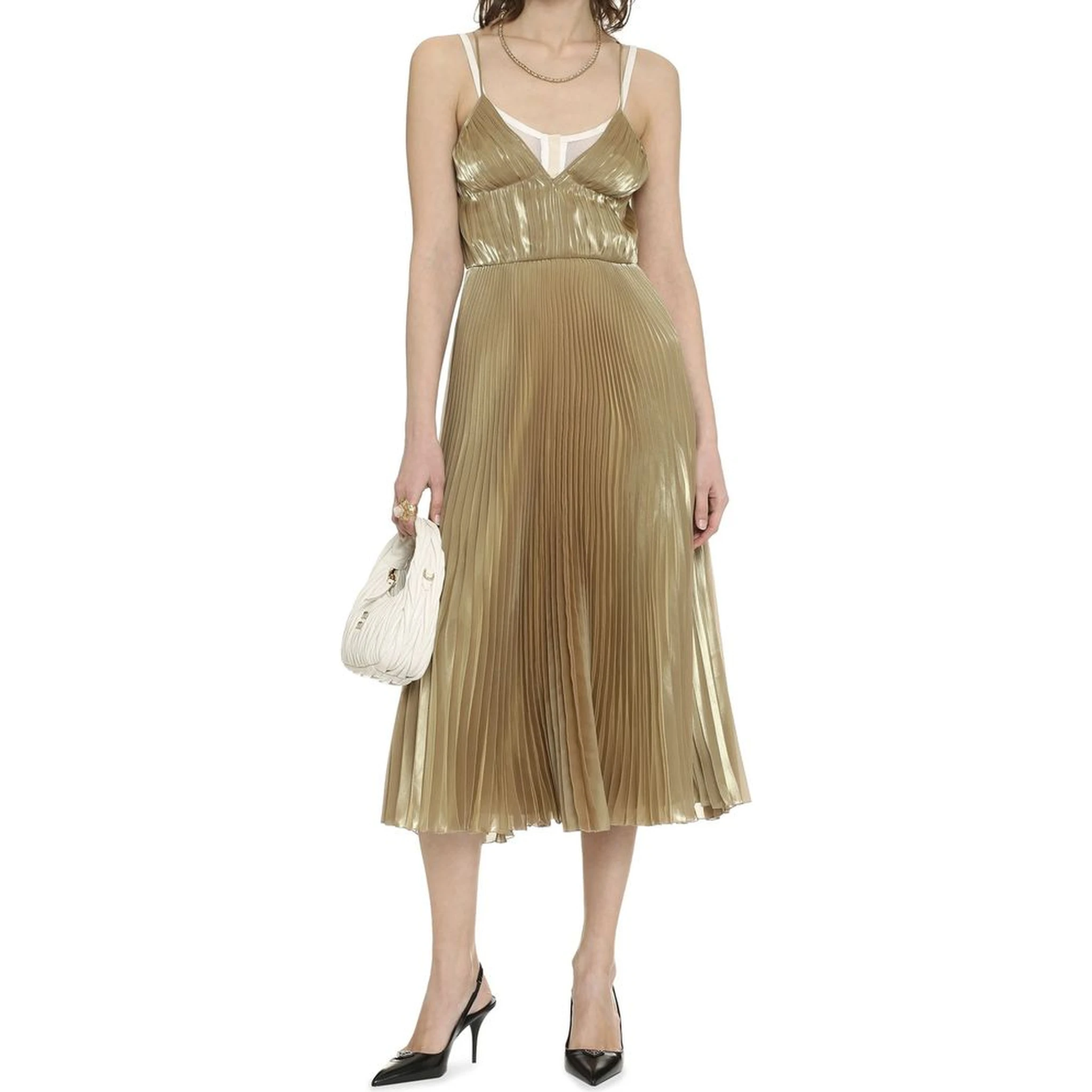 Gold Polyester Casual Dress