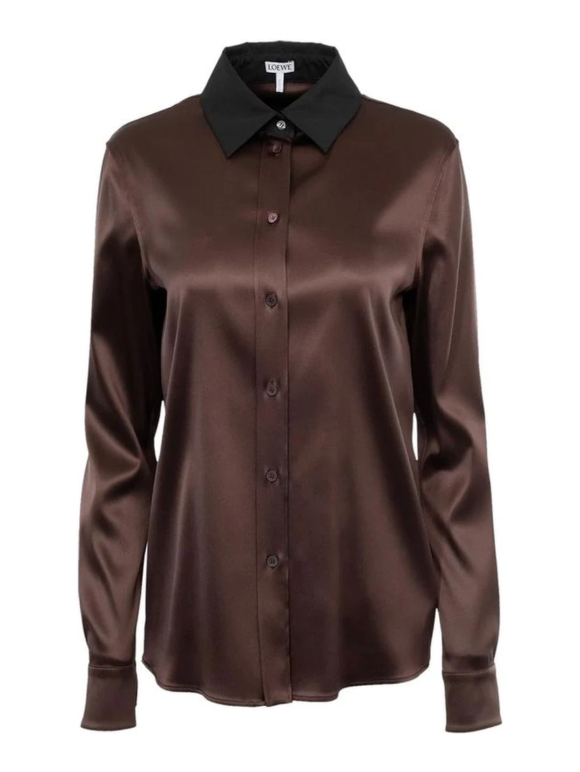 Brown Silk Dress Shirt