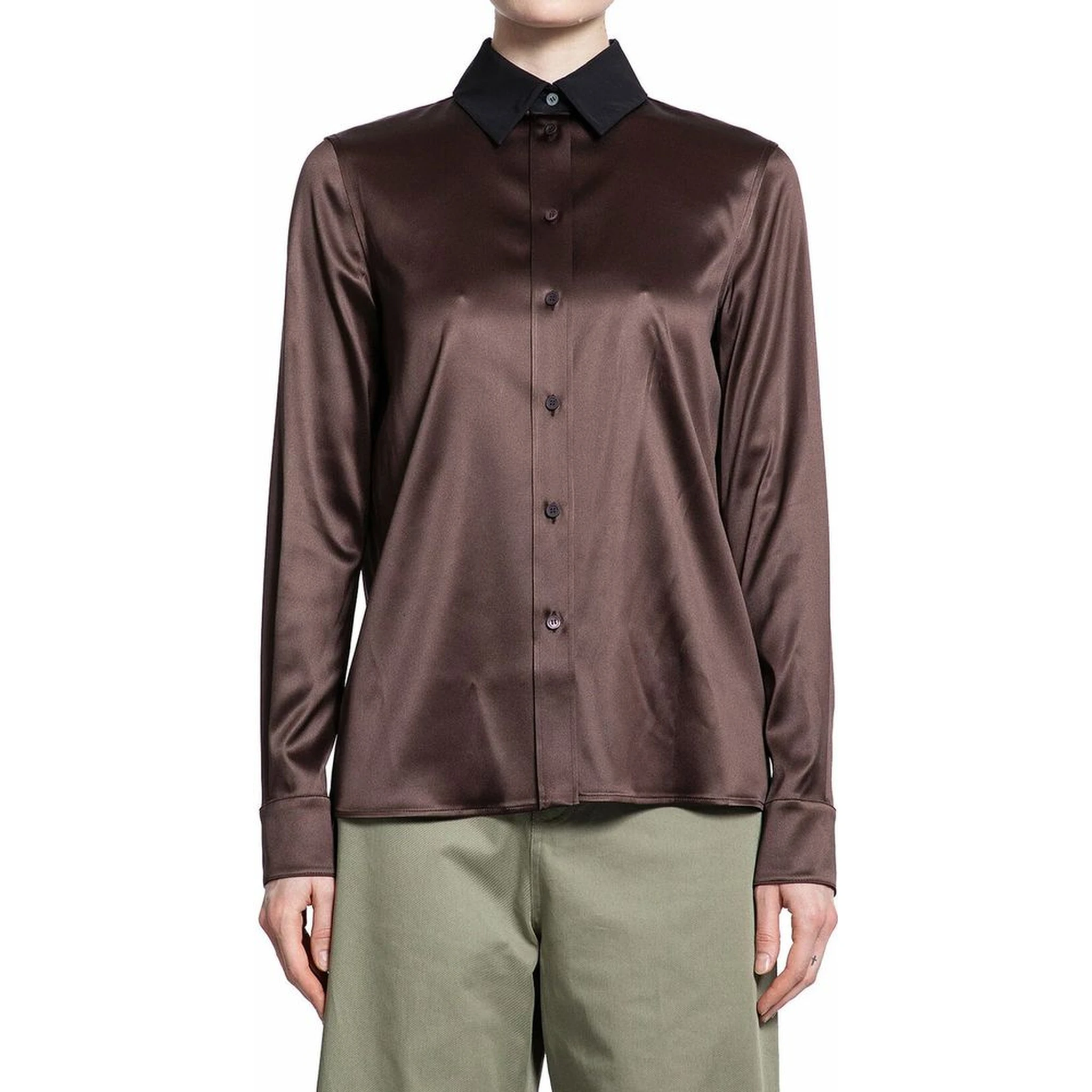 Brown Silk Dress Shirt